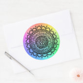 Regenbogen Seestern Mandala ラウンドシール (封筒)