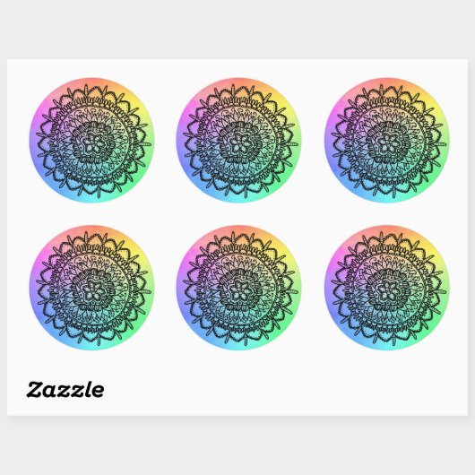 Regenbogen Seestern Mandala ラウンドシール (シート)