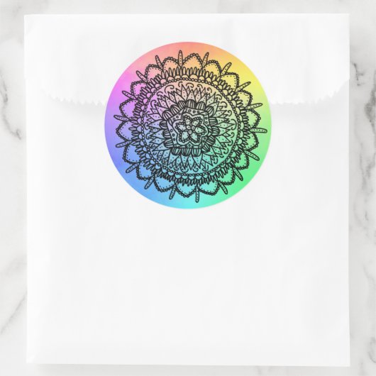 Regenbogen Seestern Mandala ラウンドシール (バッグ)