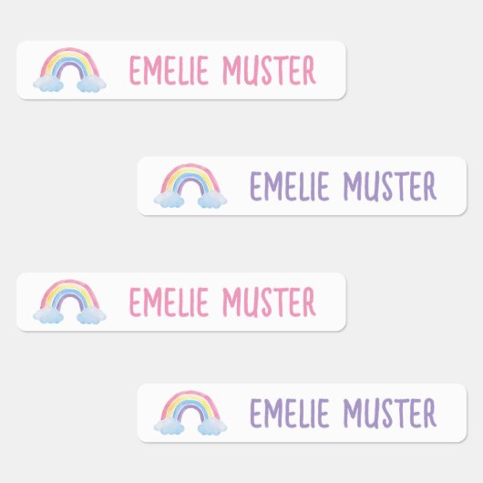 Regenbogen weiß - 96 schmale Kinder Etiketten ラベル (グループ)