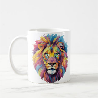 Regenbogen Wolf Aquarell Portrait コーヒーマグカップ