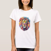 Regenbogen Wolf Aquarell Portrait Tシャツ (正面)