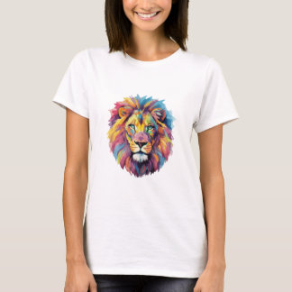 Regenbogen Wolf Aquarell Portrait Tシャツ