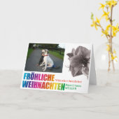 Regenbogenfarben Fröhliche Weihnachten  カード (黄色い花)