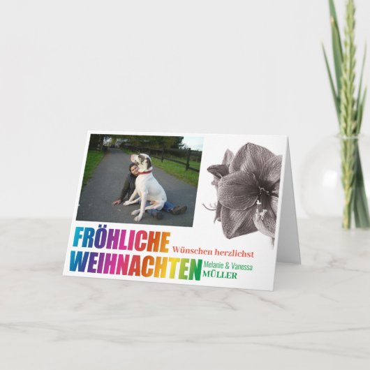 Regenbogenfarben Fröhliche Weihnachten  カード (正面)