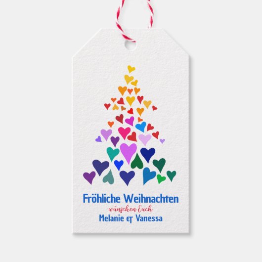 Regenbogenfarben Weihnachtsbaum  ギフトタグ (正面)