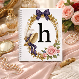 Regency Art Letter H Luxury Monogram Journal ノートブック