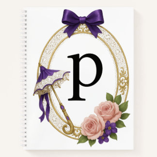 Regency Art Letter P Luxury Monogram Journal ノートブック