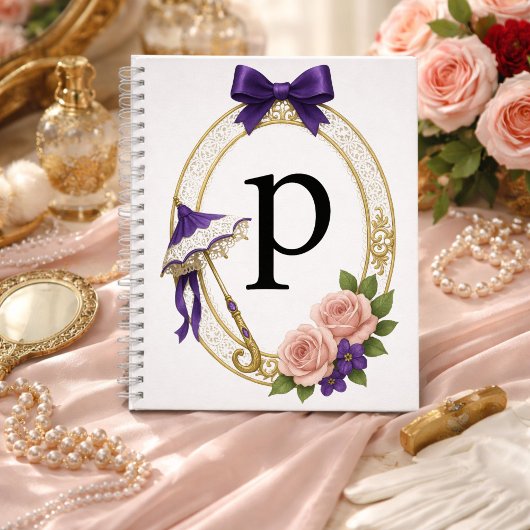  Regency Art Letter P Luxury Monogram Journal ノートブック