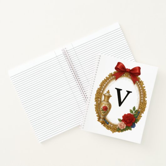 Regency Art Letter V Luxury Monogram Journal ノートブック (内部)