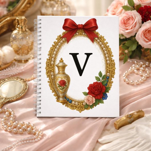 Regency Art Letter V Luxury Monogram Journal ノートブック