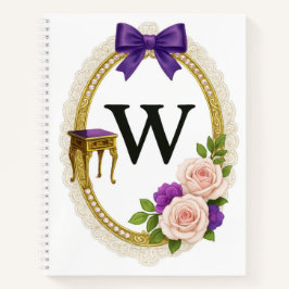 Regency Art Letter W Luxury Monogram Journal ノートブック