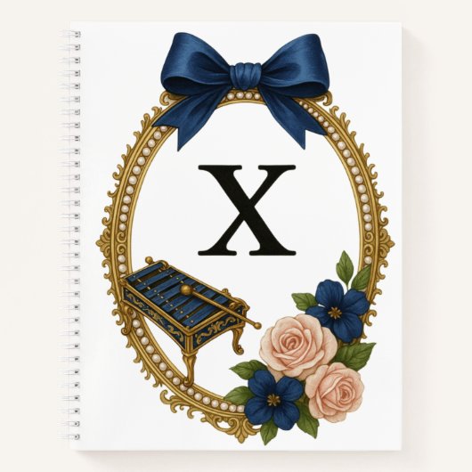 Regency Art Letter X Luxury Monogram Journal ノートブック (正面)