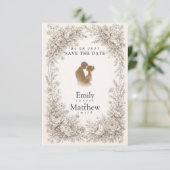 Regency Botanical Engraving Save the Date Card セーブザデート (スタンド正面)