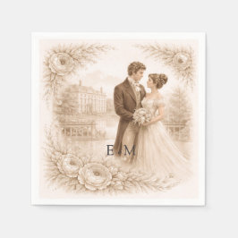 Regency Botanical Engraving Wedding  スタンダードカクテルナプキン
