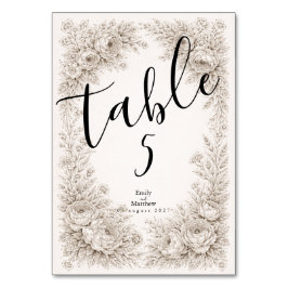 Regency Botanical Engraving Wedding テーブルナンバー