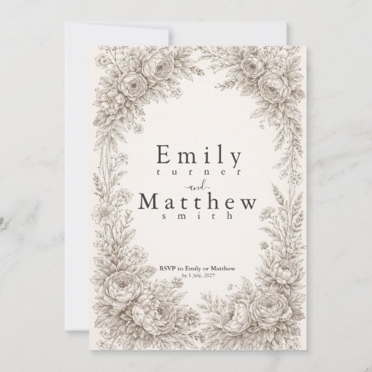 Regency Botanical Engraving Wedding 招待状 (裏面)