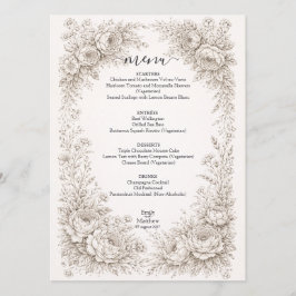 Regency Botanical Engraving Wedding Party Menu Car メニュー
