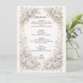 Regency Botanical Engraving Wedding Party Menu Car メニュー (スタンド正面)