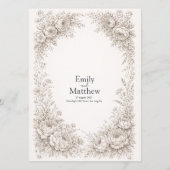 Regency Botanical Engraving Wedding Party Menu Car メニュー (裏面)