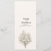 Regency Botanical Engraving Wedding Party Menu Car メニュー (裏面)