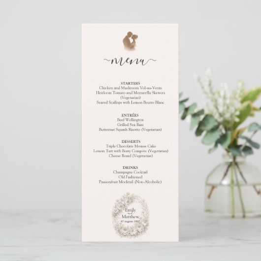Regency Botanical Engraving Wedding Party Menu Car メニュー (スタンド正面)