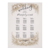 Regency Botanical Engraving Wedding Seating Chart ポスター (正面)