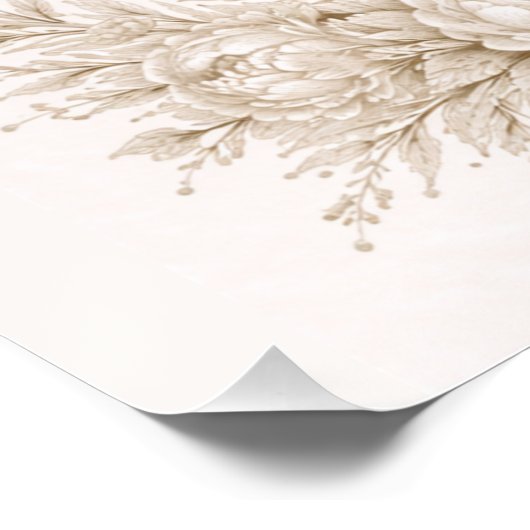 Regency Botanical Engraving Wedding Seating Chart ポスター (コーナー)