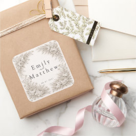 Regency Botanical Engraving Wedding Sticker Set スクエアシール