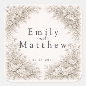 Regency Botanical Engraving Wedding Sticker Set スクエアシール (正面)