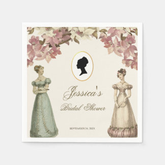 Regency Bridal Shower Vintage Elegant Pink Floral スタンダードカクテルナプキン
