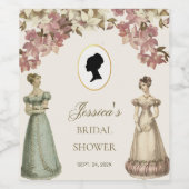 Regency Bridal Shower Vintage Floral Antique  ワインラベル (シングルラベル)