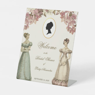 Regency Bridal Shower Welcome Vintage Pink Floral  台座サイン