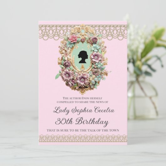 Regency Era Floral Birthday Invitation 招待状 (スタンド正面)