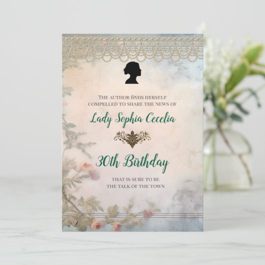 Regency Era Soft Floral Birthday Invitation 招待状 (スタンド正面)