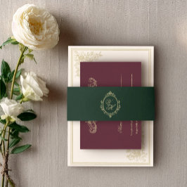 Regency Era Wedding Belly Band with Monogram Crest 招待状ベリーバンド