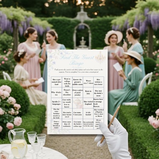 Regency  Find the Guest Bridal Shower Bingo game  招待状