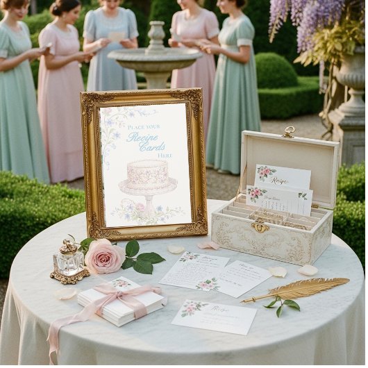 Regency Floral Place Your Recipe Cards Here 招待状