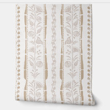 Regency Floral Stripes - Sand Beige - Cream 