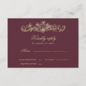 Regency Garden Vintage Romantic Burgundy Wedding 出欠カード (正面)