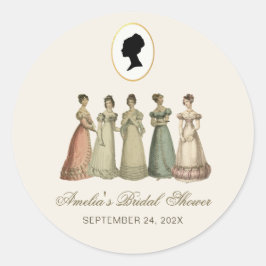 Regency Ladies Bridal Shower Vintage Silhouette ラウンドシール