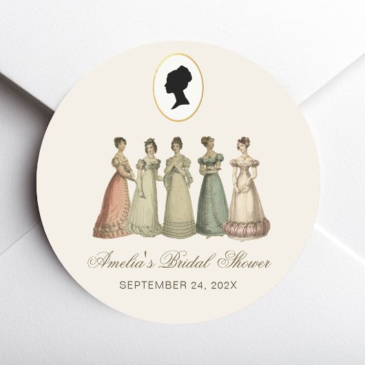 Regency Ladies Bridal Shower Vintage Silhouette ラウンドシール