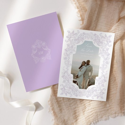 Regency Pastel Purple Romantic Victorian Photo セーブザデート