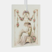 Regency Rose Garden Reading Lady ガラスオーナメント (正面右)