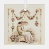 Regency Rose Garden Reading Lady ガラスオーナメント (裏面)