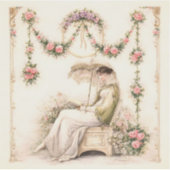 Regency Rose Garden Reading Lady シール (正面)