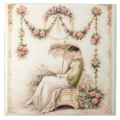 Regency Rose Garden Reading Lady タイル (正面)