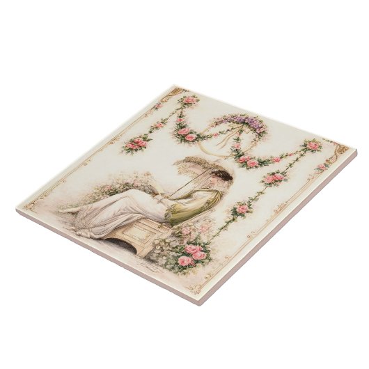 Regency Rose Garden Reading Lady タイル (側面)