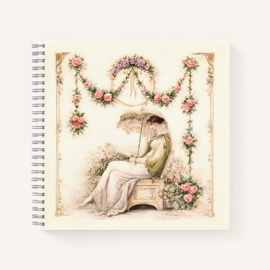 Regency Rose Garden Reading Lady ノートブック (正面)