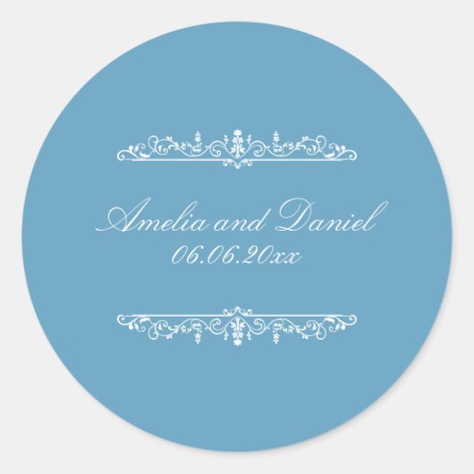 Regency  Style Blue Wedding Sticker ラウンドシール (正面)